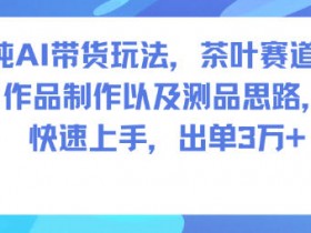 纯AI带货玩法，茶叶赛道，制作以及思路，快速上手，出单3W+