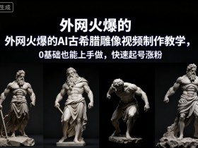 外网火爆的AI古希腊雕像视频制作教学，0基础也能上手做，快速起号涨粉