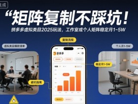 矩阵复制不踩坑！拼多多虚拟类目2025玩法，工作室或者个人矩阵稳定月1-5W【揭秘】