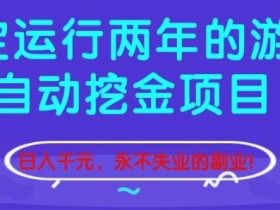 稳定运行两年的游戏自动挖金项目，日入1k+，永不失业的副业【揭秘】